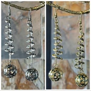 Long Spiral Dangling Earrings